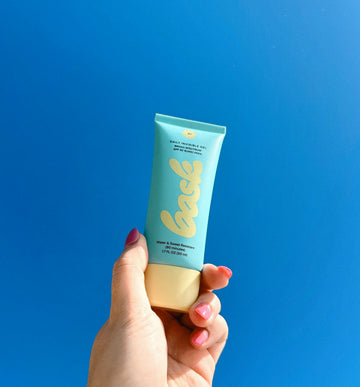 Bask Daily Invisible Gel in hand